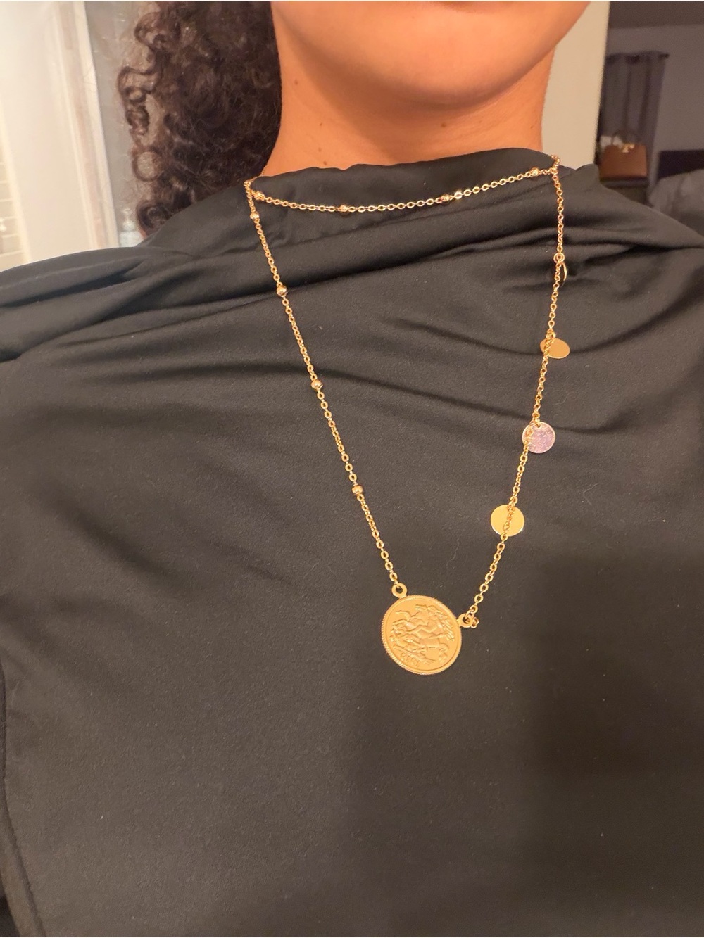 Macy's Gold-Tone Layered Coin Pendant Necklace